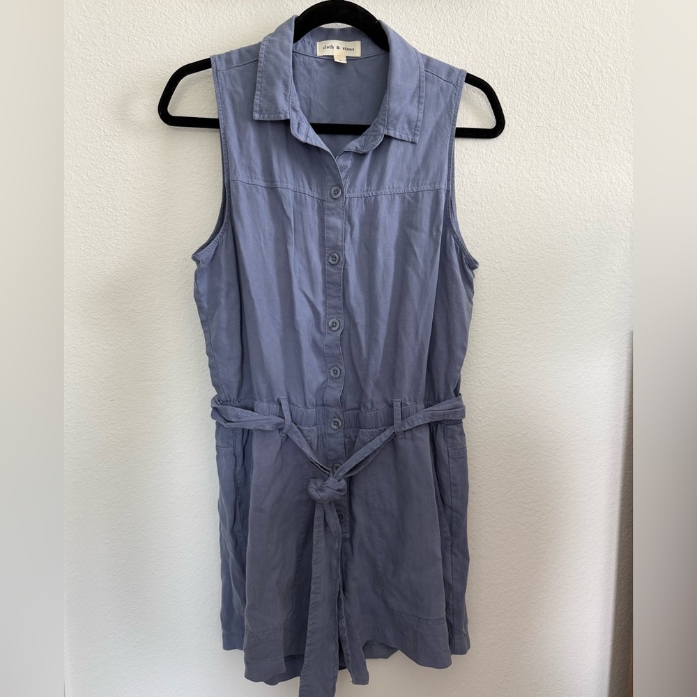 Cloth & Stone Blue Sleeveless Romper